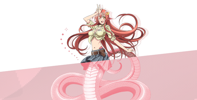 Red haired lamia snake tail free wallpaper for desktop - medium preview image