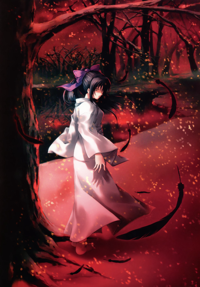 Woman white dress forest red free wallpaper for mobile - medium preview image