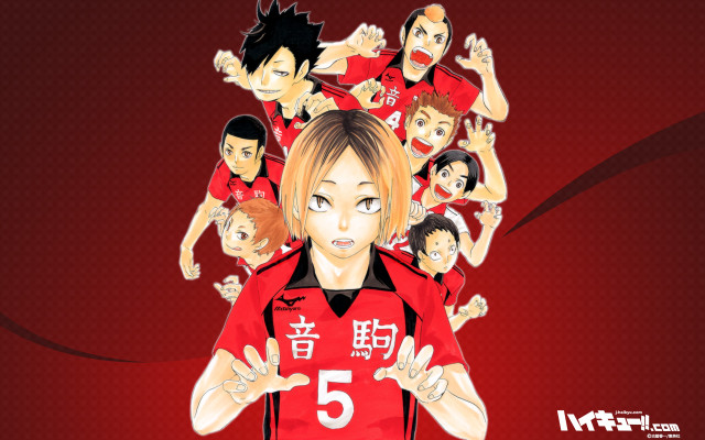 Anime characters red background group free wallpaper for desktop - medium preview image