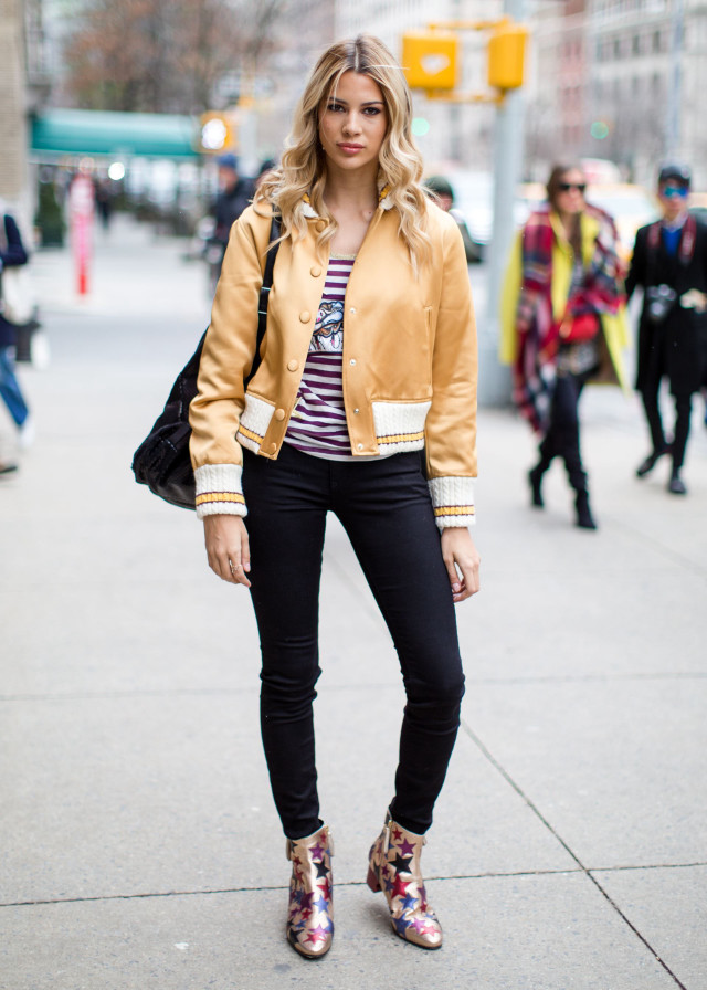 Woman yellow jacket black pants free wallpaper for mobile - medium preview image