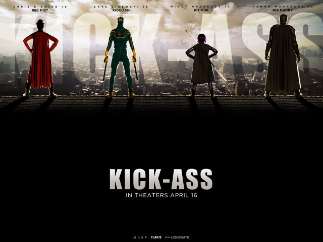 Kick ass movie poster silhouettes free wallpaper for desktop - medium preview image