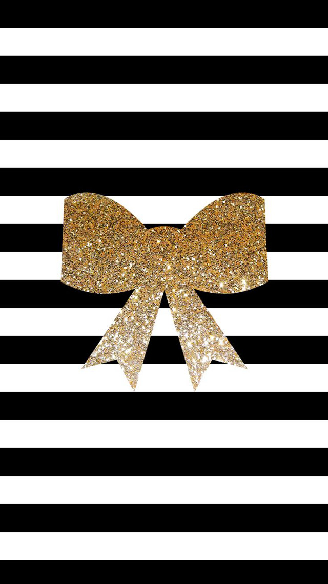 Gold bow black white striped free wallpaper for mobile - medium preview image