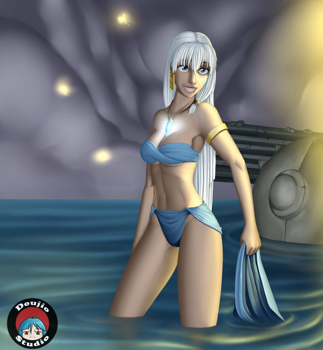 Cartoon woman bikini water boat free wallpaper for tablet - medium preview image