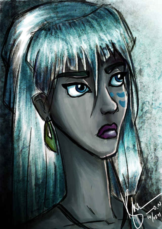 Woman blue eyes white hair free wallpaper for mobile - medium preview image