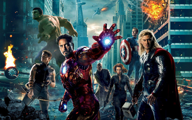 Avengers movie poster characters fire free wallpaper for desktop - medium preview image