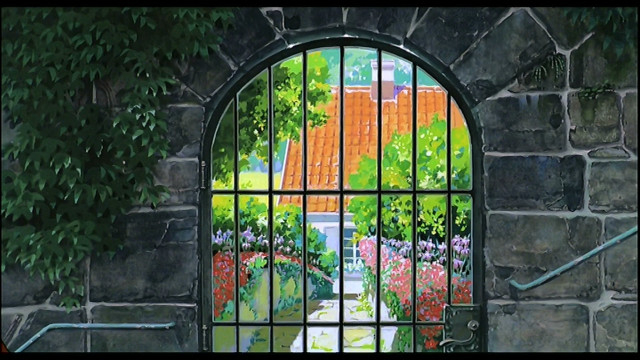 Garden gated entrance building background free wallpaper for desktop - medium preview image