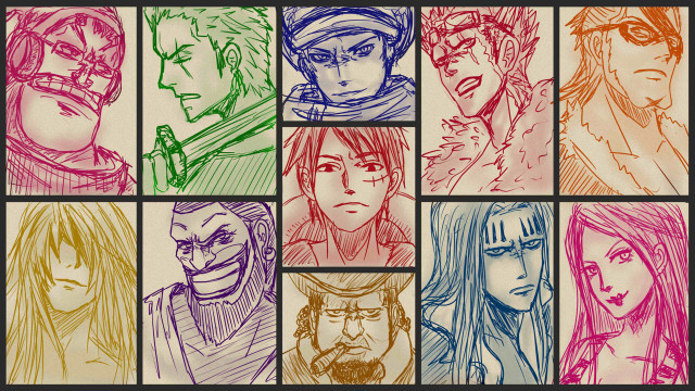 Colored drawings people poses expressions free wallpaper for desktop - medium preview image