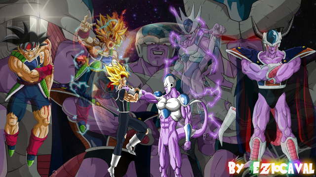 Dragon ball characters space background free wallpaper for desktop - medium preview image