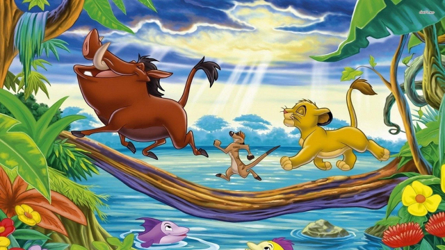 Lion king jungle babies river free wallpaper for desktop - medium preview image