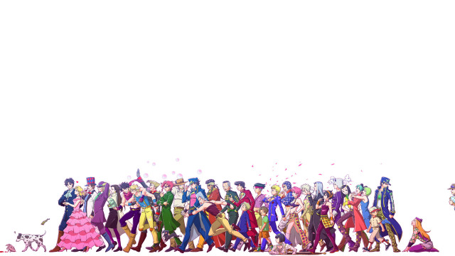 Colorful people walking street dog free wallpaper for desktop - medium preview image