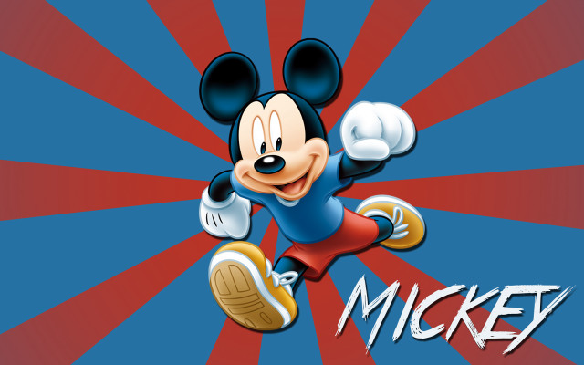 Mickey mouse cartoon red blue free wallpaper for desktop - medium preview image