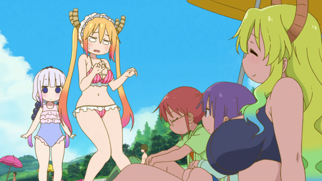 Women bathing suits field umbrellas free wallpaper for desktop - medium preview image