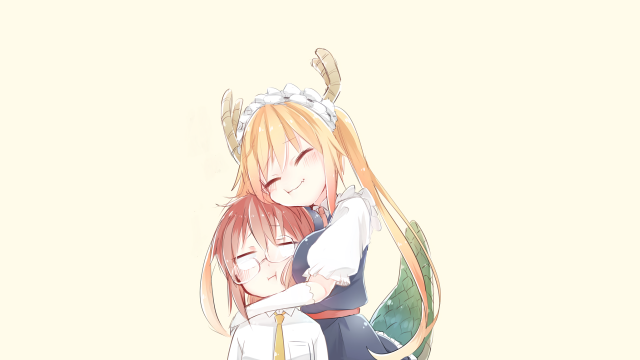 Anime couple hugging white yellow free wallpaper for desktop - medium preview image