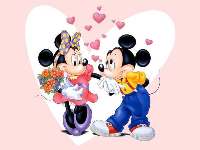 Mickey minnie kissing heart background #2 free wallpaper for desktop - medium preview image