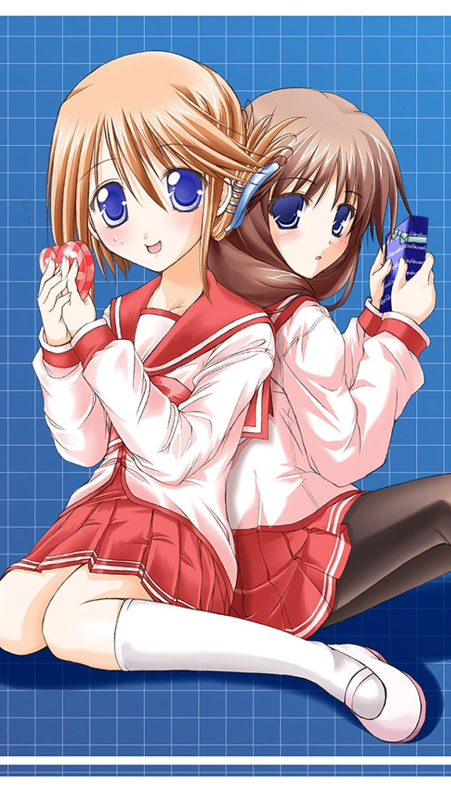 Anime girls blue floor cell free wallpaper for mobile - medium preview image