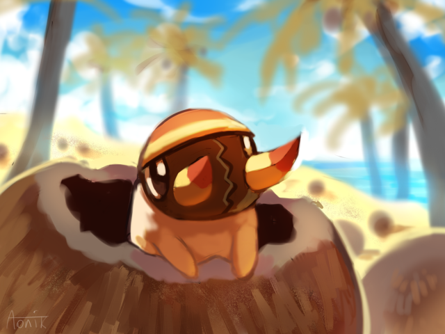 Bird helmet tree palm sky free wallpaper for desktop - medium preview image