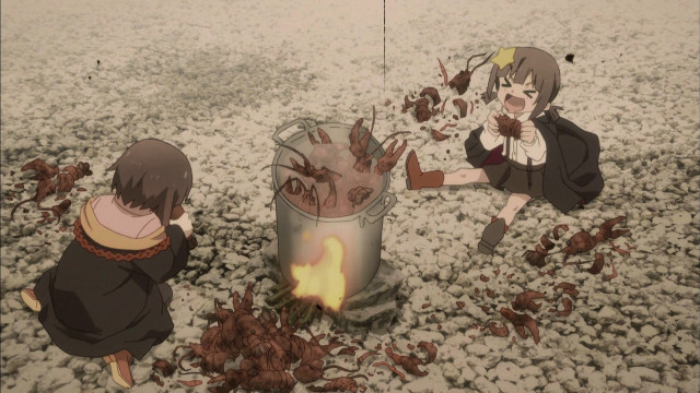 Two people sitting ground trash free wallpaper for desktop - medium preview image