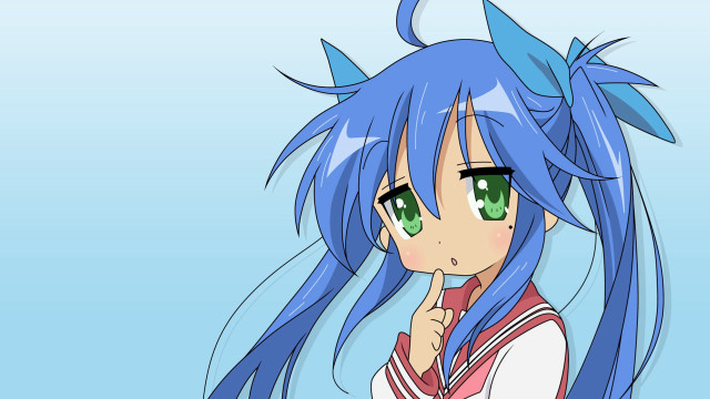 Anime girl blue hair green #4 free wallpaper for desktop - medium preview image