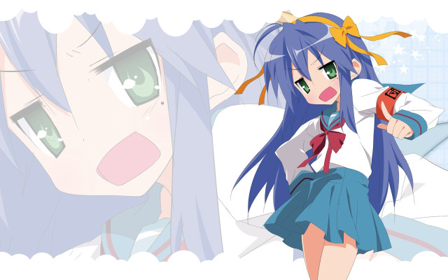 Bluehair greeneyes redobject schooluniform anime free wallpaper for desktop - medium preview image