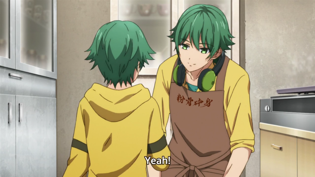 Green hair green eyes kitchen free wallpaper for desktop - medium preview image