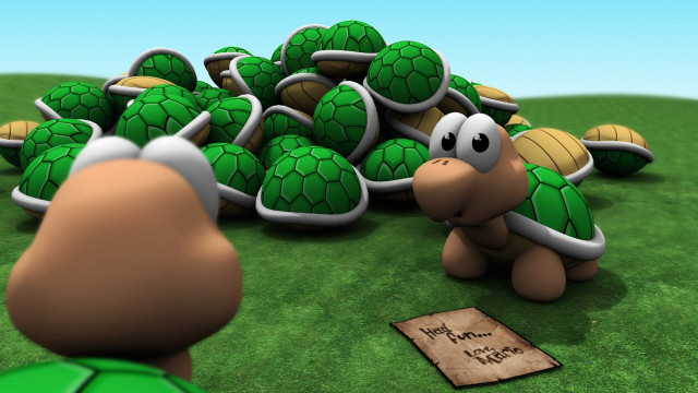 Cartoon character tortoises grass field free wallpaper for desktop - medium preview image