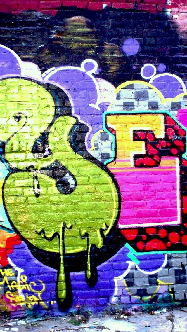 Graffiti wall green monster large free wallpaper for mobile - medium preview image