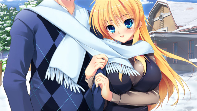 Man woman standing snow together free wallpaper for desktop - medium preview image