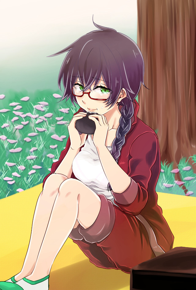 Girl sitting tree food box free wallpaper for mobile - medium preview image