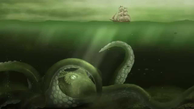 Octopus ship ocean green background free wallpaper for desktop - medium preview image