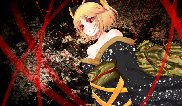 Woman yellow hair black dress free wallpaper for desktop - medium preview image