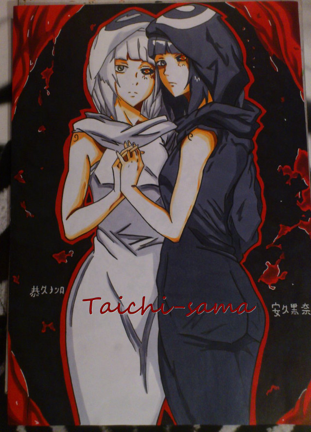 Two girls hugging gothic anime free wallpaper for mobile - medium preview image