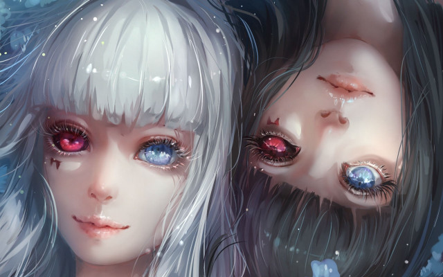 Girl white hair blue eyes #2 free wallpaper for desktop - medium preview image