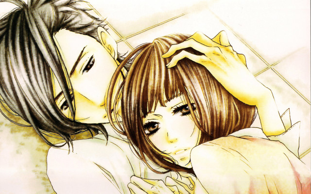 Couple kissing tiled room wall free wallpaper for desktop - medium preview image