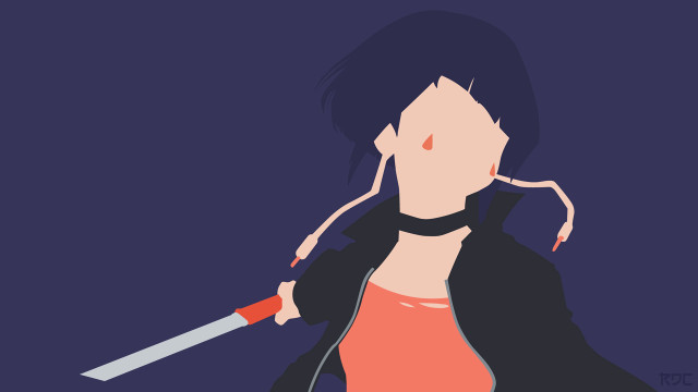 Woman knife jacket purple background free wallpaper for desktop - medium preview image