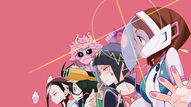 Anime characters group fingers up free wallpaper for desktop - medium preview image