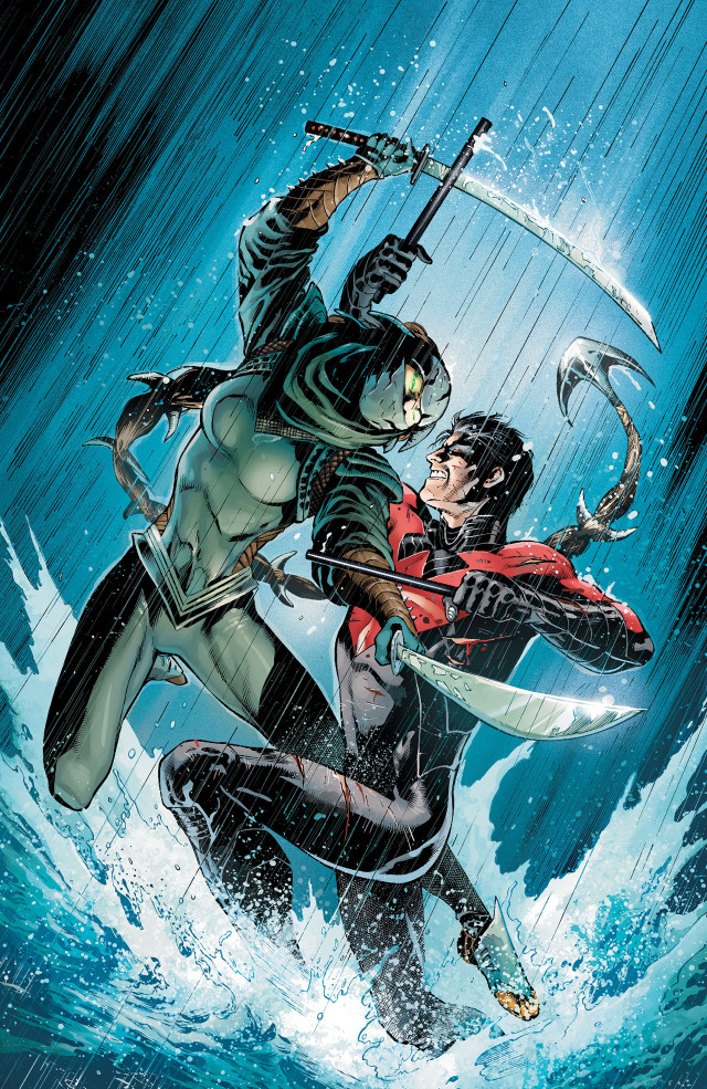 Couple people water sword hands free wallpaper for mobile - medium preview image