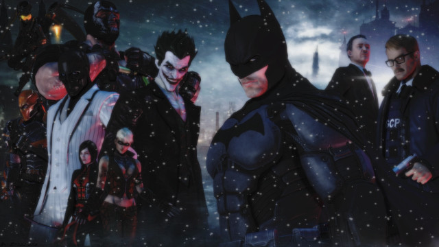 Batman jokers snowy scene city free wallpaper for desktop - medium preview image
