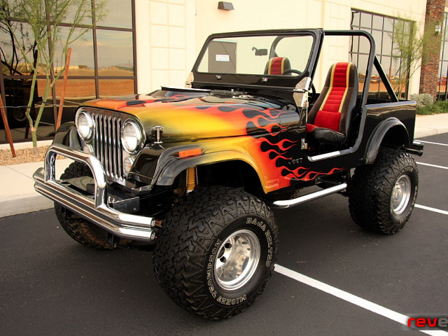 Jeep flames parking lot building free wallpaper for desktop - medium preview image