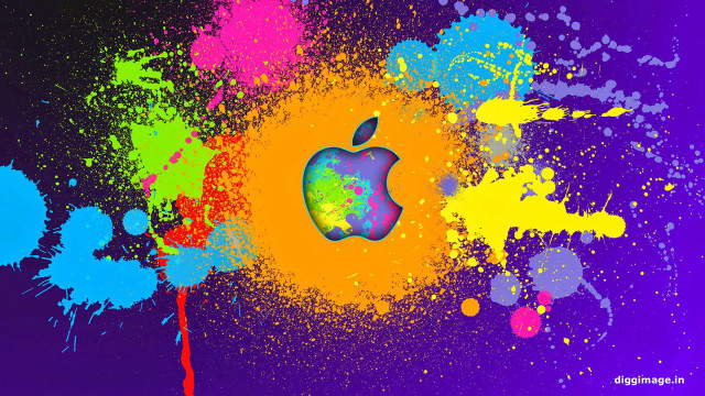 Colorful apple logo paint splatter #3 free wallpaper for desktop - medium preview image