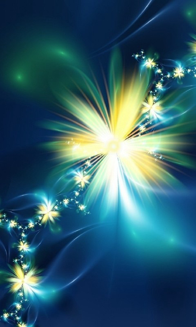 Blue background flower stars side free wallpaper for mobile - medium preview image