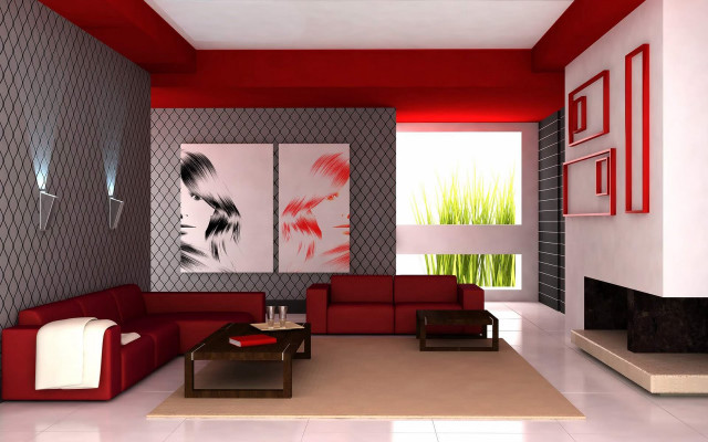 Living room red couch painting #3 free wallpaper for desktop - medium preview image