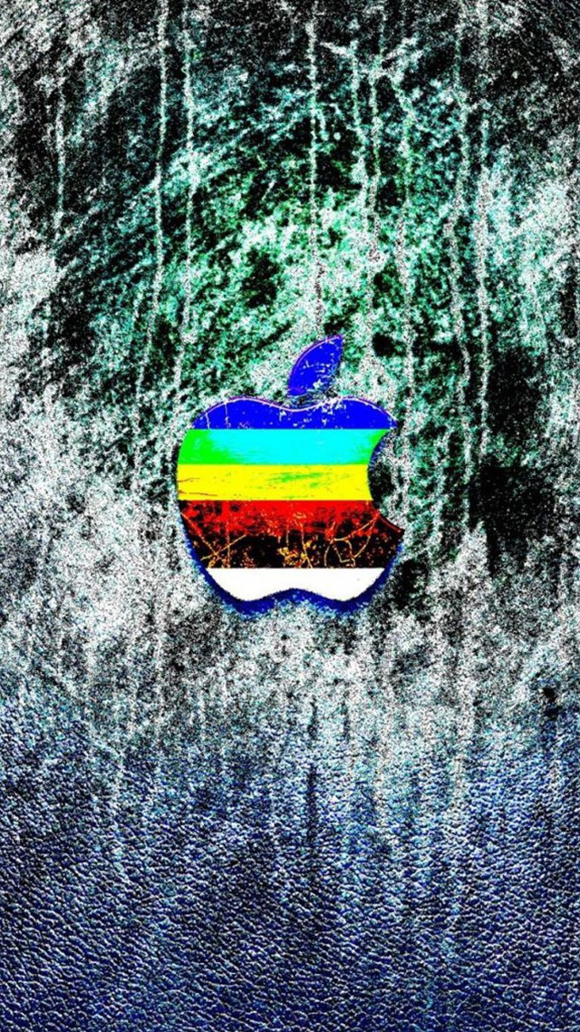 Apple logo blue background rainbow free wallpaper for mobile - medium preview image