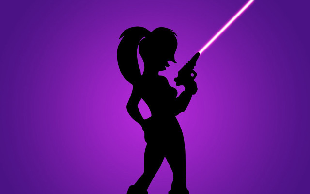 Girl silhouette gun lightsaber purple free wallpaper for desktop - medium preview image