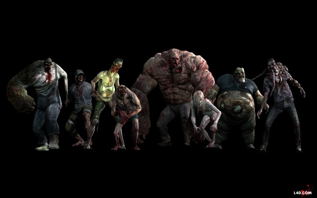 Zombies standing line heads turned free wallpaper for desktop - medium preview image