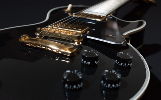 Black guitar gold neck pickers free wallpaper for desktop - medium preview image