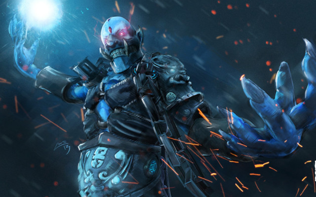 Futuristic man suit glowing light free wallpaper for desktop - medium preview image