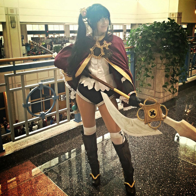 Woman costume sword lobby building free wallpaper for tablet - medium preview image