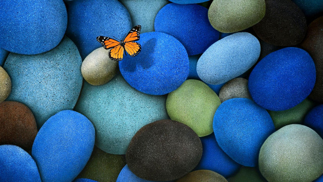 Butterfly rock blue green pebbles #3 free wallpaper for desktop - medium preview image