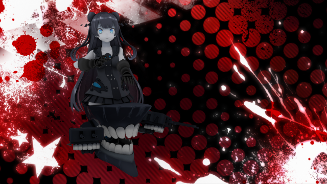 Girl gun red background stars free wallpaper for desktop - medium preview image