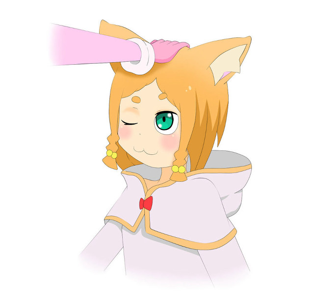 Cartoon girl pink hat green free wallpaper for tablet - medium preview image